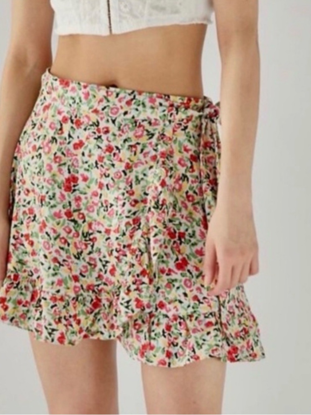 Urban Outfitters Floral wrap skirt Top in Pink, Green, White